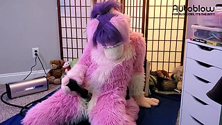 Pink furry Vicky Tart CANNOT GET ENOUGH of VacuGlide.