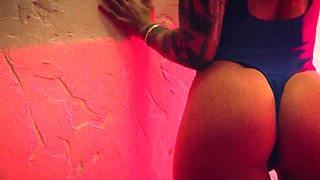 Big boobs curvy tattooed MILF strip nude