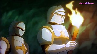 Warrior gets wrecked in raw anal sex by the whole horny pack