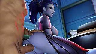 Overwatch Babes D.Va & Widowmaker's Rough Threesome Compilation
