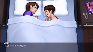 Stepson enters his stepmother's bed at night, they are so in love that they indulge in passion - summertime saga