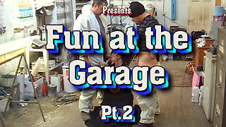 Two Guys Gets Sucked off by Huge Boobed Kim in the Garage