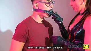 Shame4k. humiliation by making him use his throat differently