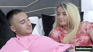 Latin teen and stepsis threesome with bf