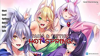 Super steamy anime special with tails and melons in the hot spring