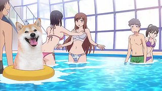 Lost her bikini top in the pool and got pussy pumped in locker room after hentai