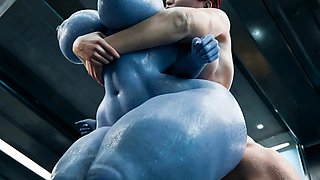 Blue Skinned Futa Gets Pounded by Massive Cock in Shower