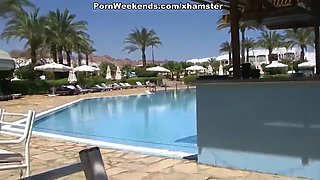 Doggy fuck with gf on the balcony