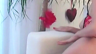Busty Blonde MILF Masturbates Then Gives Sloppy BJ for Facial
