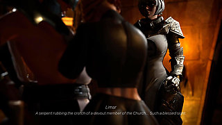 The guard's temptation led her to ride the sacred dildo