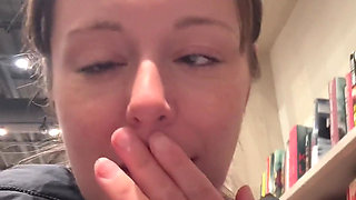 Shopping for Books with My Vibrator in! Hopefully I Don't Cum Too Loud!