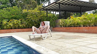 My neighbor catches me masturbating in the pool and invites me to fuck - Andrea Pardo