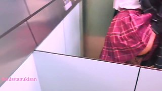Schoolgirl Teen Strips Naked In Elevator After School Almost Caught By Neighbors Public Masturb