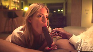 The couple, including blonde Leah Lee, enjoys passionate interracial sex with Isiah Maxwell.