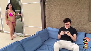 Step-Mother Big-chested Boston Interrupts Game Day