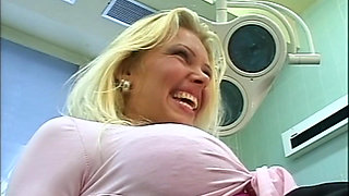 Beautiful Young Blonde with Big Tits Fucked and Cumshot on Her Ass by Gynecologist