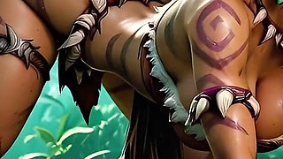 Nidalee - Hot Amazon Gets a Creampie in the Ai Remake of League of Legends