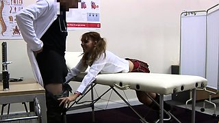 CFNM college gal MMF fucked in infirmary