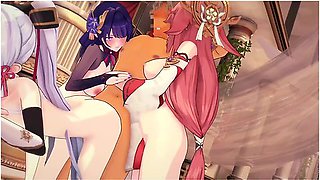 Genshin Impactraiden Shogun,yae Miko,kamisato Ayaka,yoimiya Harem Sex 3d Hentai Animation