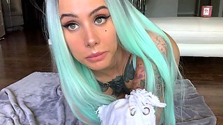 Blonde tight pussy babe solo toy fun in glamour masturbation