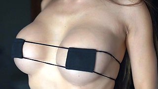 Amateur super sexy teen busty brunette in action