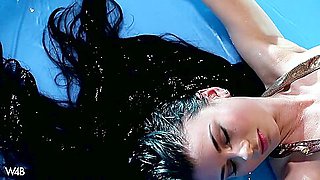 Beautiful Goddess Of Water Splashing Naked In The Pool