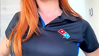 Natural redhead with real big boobs Scarlette masturbates