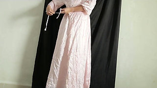 Indonesian Girl with a Big Butt Trying on a New Satin Dress, Latest Viral Indonesian Porn