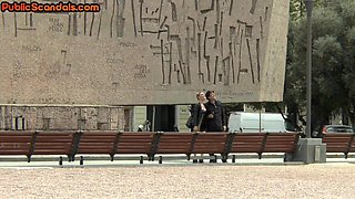 Public tattooed sluts fucked and facial jizzed in orgy