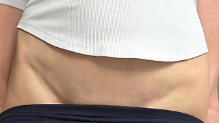 Braless Nipples Through White Shirt Leggings Strip to Rear Pussy Spread