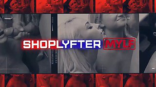 Stepmom with natural tits distracts security guard with gangbang, creampie & anal in shoplyfter orgy