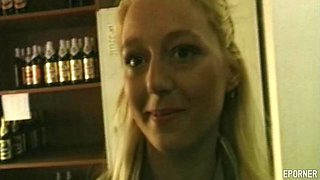 Blonde cashier's daring passion unfolds in a vintage intimate encounter