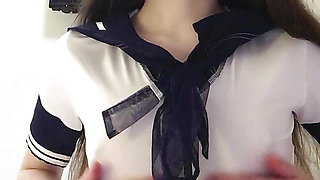 ASMR POV JOI Russian slim brunette in stockings and school uniform. Dirty talk in Russian, fantasies, nipple licking