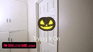 Sis Loves Me - flawless assed blond in whorish cop costume came home after halloween party glutton for stepbro's Big Cock