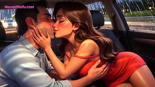 MILF seduces old family friend with secret sex in car