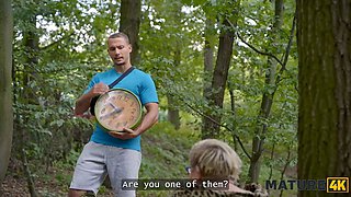 Mature4k. horny giantess diana is having outdoor porno with 2 strangers