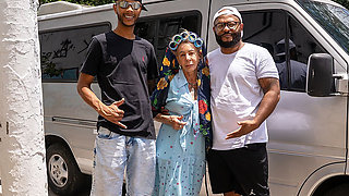 Tattooed 81 Year Old Granny DP in Driving Van