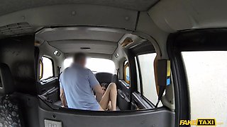 Faux cab - small english brunette has her petite body banged