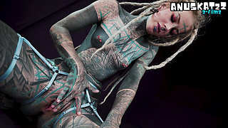 Inked-up Pierced Slut Deep Throat and Ass Pounding