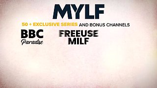 Happy step-mom gets a double b-day exclusive from her loving step-son & his big dong buddy - mylf