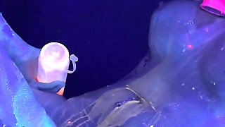 Neon Rave Girl on Girl Dildo Play