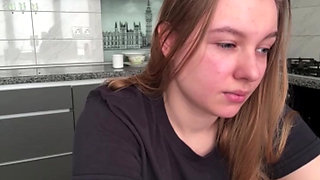 Secretary jucielussie is flirting right there at her desk in the office