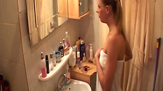 Blonde Vixen Drenching Her Holes with Sloppy Shower Fun