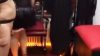 Busty MILF Dominatrix Controls Hooded Slave Hardcore