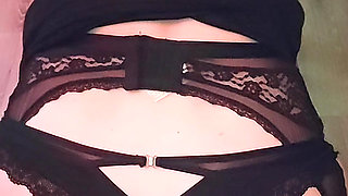 I want you to do it. Crossdresser anal in black dress and lingerie