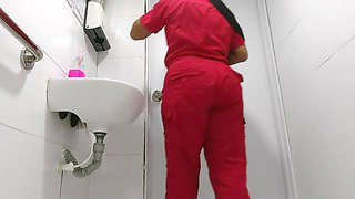 Amateur Camera in Hospital Bathroom Captures Big Ass Latina Nurse Pissing