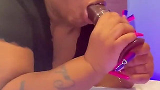 Deepthroat Practice Fucking My Mouth with Big Dildo