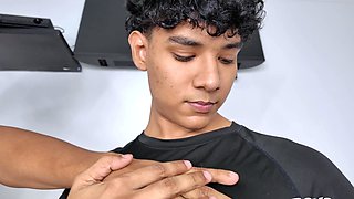 Adorable Latino Teen Boy Gets His Massive Dick Handjob
