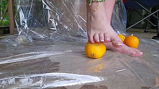 Cute teen girl enjoys foot fetish