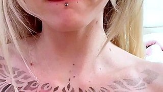 Sexy Blonde Babe With Big Boobs Strips Bra